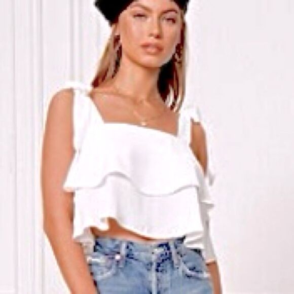 NWT Revolve Super Down Helene White Tiered Top - White / Small - Picture 3 of 14